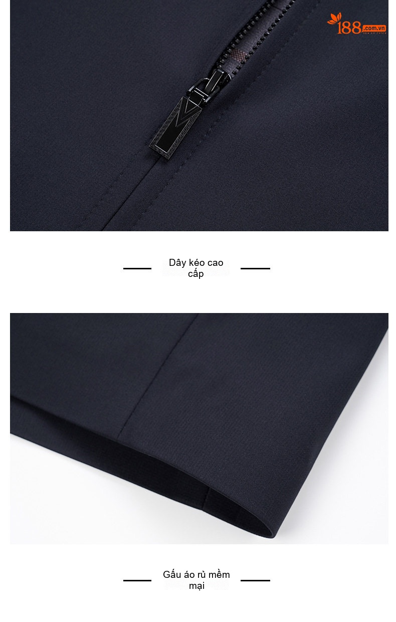 Áo Khoác Nam Trung Niên Dáng Bomber Chất Liệu Tơ Tằm Chống Nhăn Màu Xanh Navy, Xám chi tiết 19