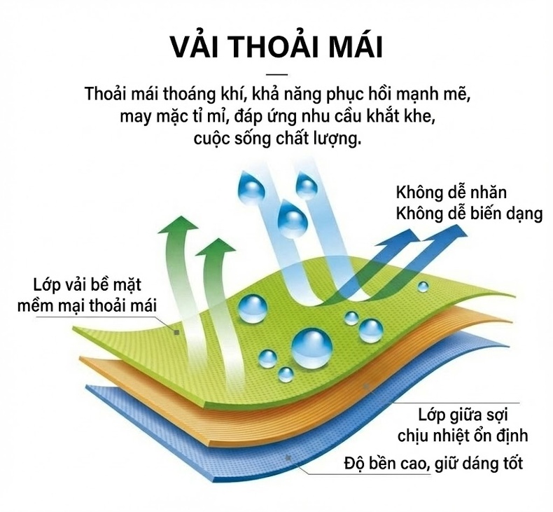 Áo Khoác Nam Trung Niên Dáng Suông Vải Dệt Màu Xanh Navy, Xám chi tiết 3