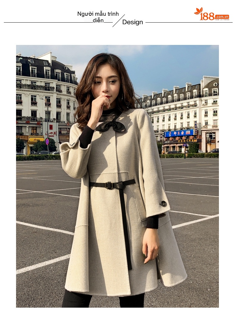 Áo Khoác Nữ Cape Dáng Dài Vừa Chất Liệu Lông Cừu Phong Cách Tiểu Thư Màu Xám, Kem chi tiết 8