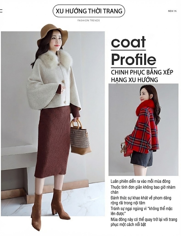 Áo Khoác Nữ Cape Lông Cổ Họa Tiết Kẻ Caro chi tiết 2