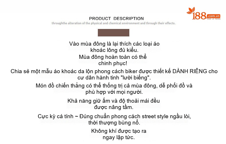 Áo Khoác Nữ Da Mờ Lót Lông Dày Dặn Cổ Lông Kiểu Ngắn Màu Nâu chi tiết 2