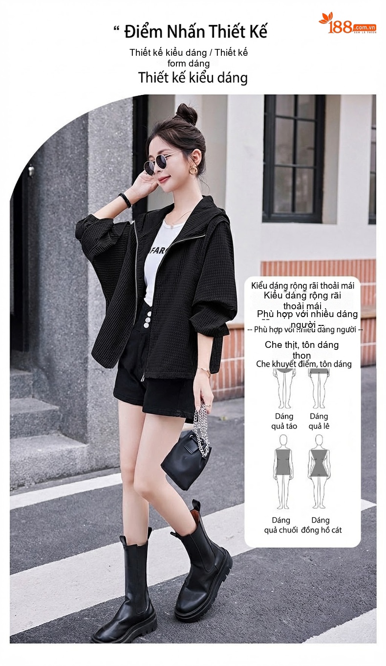 Áo Khoác Nữ Dáng Ngắn Có Mũ Trùm Đầu Thiết Kế Rộng Phong Cách Hàn Quốc Màu Xanh Olive, Nâu chi tiết 9