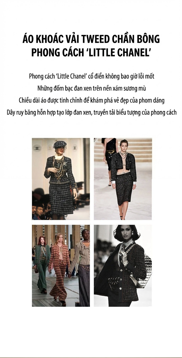 Áo Khoác Nữ Dệt Thô Tweed Lót Bông Dày Dặn Phong Cách Quý Cô Màu Xám, Đen chi tiết 2