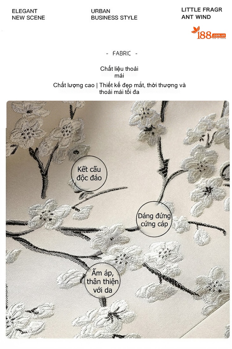 Áo Khoác Nữ Kiểu Trung Quốc Thêu Hoa Jacquard Cổ Trụ Phong Cách Retro Màu Kem chi tiết 9