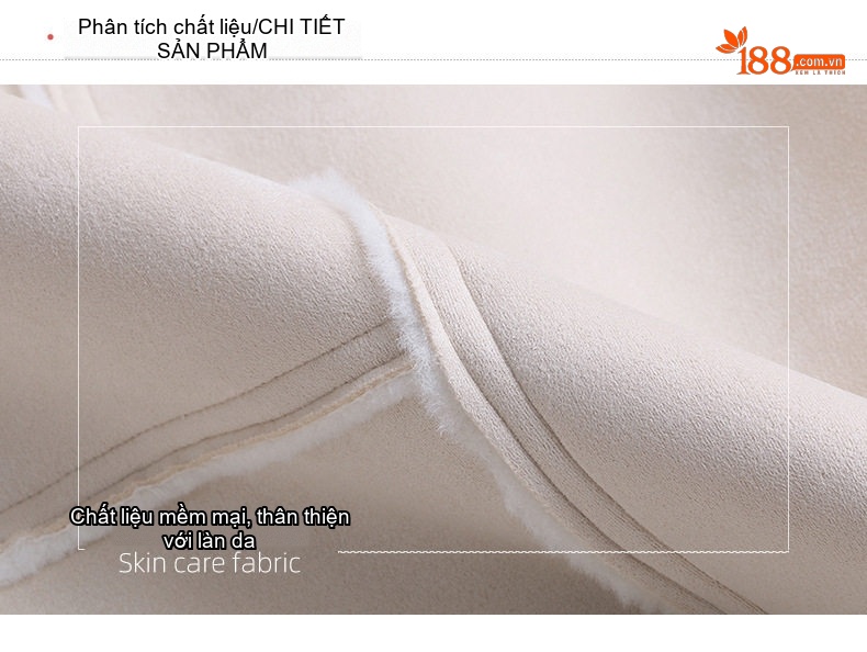 Áo Khoác Nữ Lông Cừu Non Lót Nhung Dày Dặn Phong Cách Tiểu Thư Màu Be, Nâu, Xanh Rêu chi tiết 8