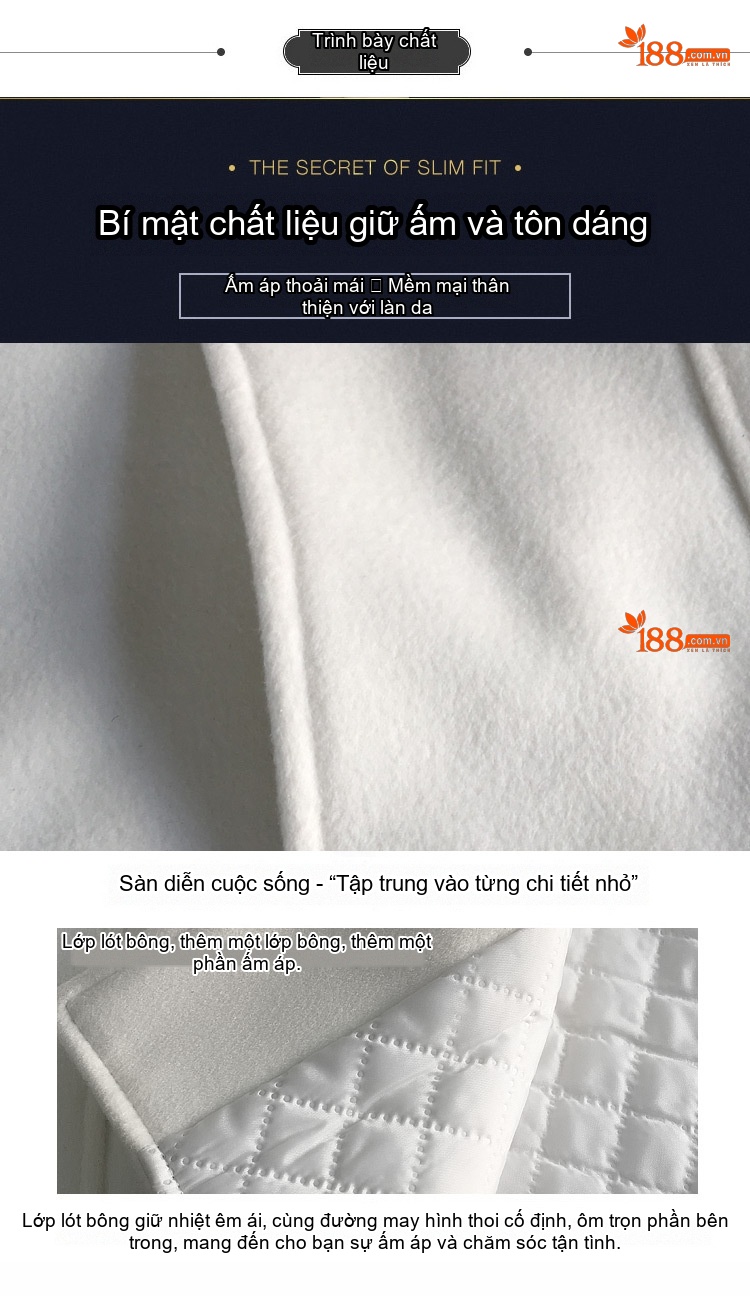Áo Khoác Nữ Mùa Đông Lông Cừu Non Tay Dơi Viền Lông Cáo Trắng chi tiết 5