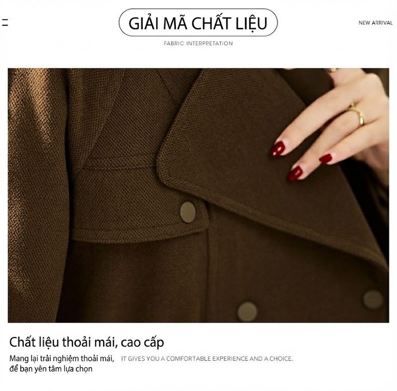 Áo Khoác Nữ Ngắn Tay Thiết Kế Dáng Nhỏ Có Lớp Lót Dày Dặn Màu Đen, Nâu chi tiết 6