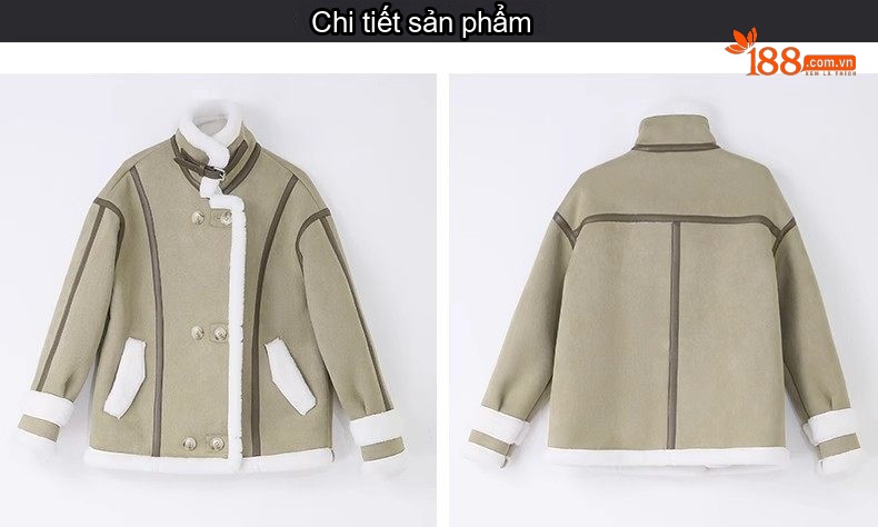 Áo Khoác Nữ Nhung Da Lộn Lông Cừu Non Kiểu Ngắn Rộng Rãi Màu Nâu, Trắng, Xanh chi tiết 40