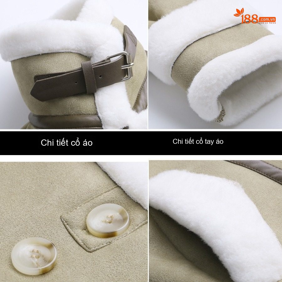 Áo Khoác Nữ Nhung Da Lộn Lông Cừu Non Kiểu Ngắn Rộng Rãi Màu Nâu, Trắng, Xanh