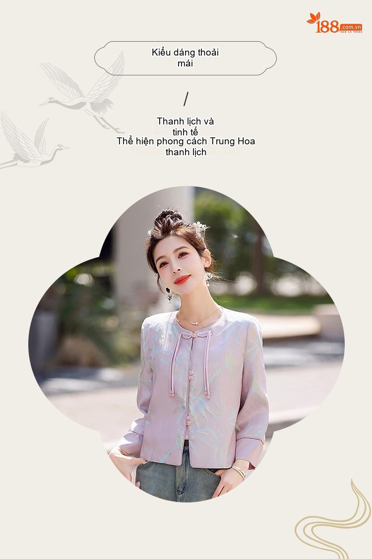 Áo Khoác Nữ Tay Lỡ Cài Khuy Phong Cách Cổ Điển Thoáng Mát Màu Hồng Phối chi tiết 6