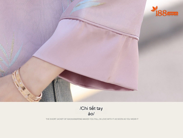 Áo Khoác Nữ Tay Lỡ Cài Khuy Phong Cách Cổ Điển Thoáng Mát Màu Hồng Phối chi tiết 19
