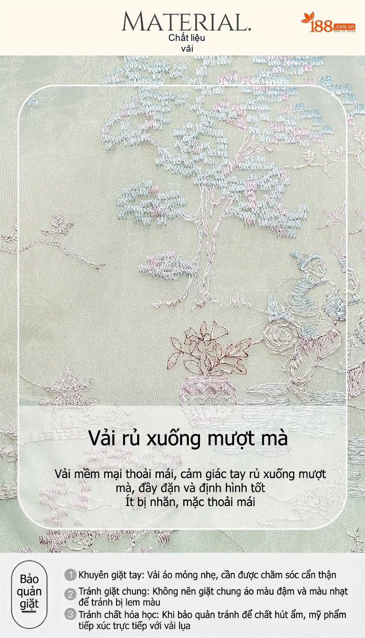 Áo Khoác Nữ Thêu Hoa Cổ Trụ Phong Cách Trung Hoa Thoáng Mát Màu Hồng, Xanh chi tiết 7