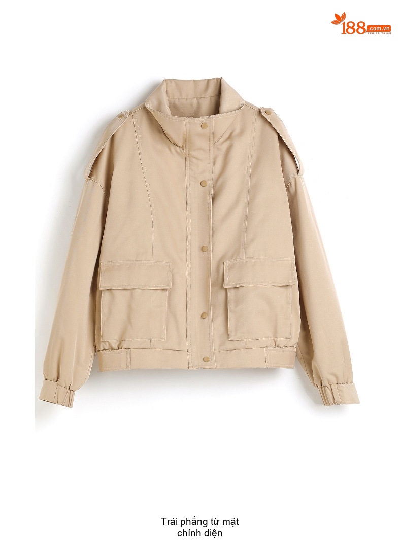 Áo Khoác Nữ Thiết Kế Kiểu Bomber Dáng Ngắn Phong Cách Hàn Quốc Màu Be, Trắng chi tiết 31
