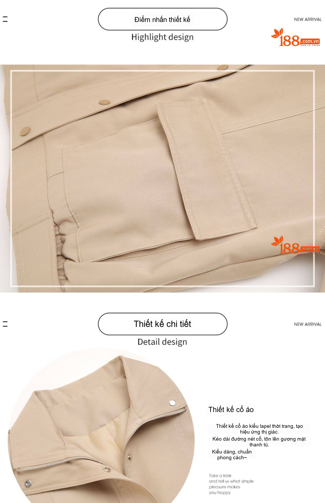 Áo Khoác Nữ Thiết Kế Kiểu Bomber Dáng Ngắn Phong Cách Hàn Quốc Màu Be, Trắng chi tiết 4