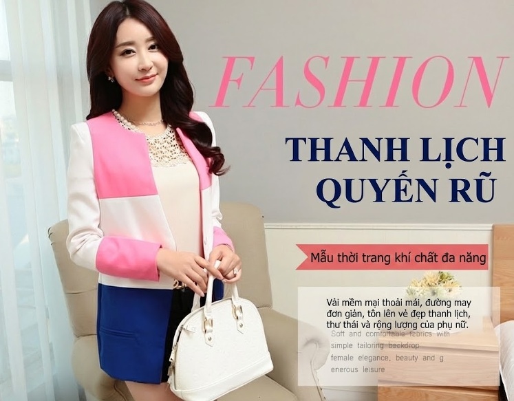 Áo Khoác Nữ Thu Đông Hàn Quốc Dáng Ôm Thời Trang Màu Trắng, Hồng, Xanh Dương chi tiết 1