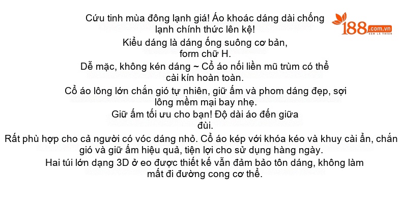 Áo Khoác Parka Nữ Lót Lông Dày Dặn Cổ Lông Lớn Màu Be, Nâu chi tiết 4