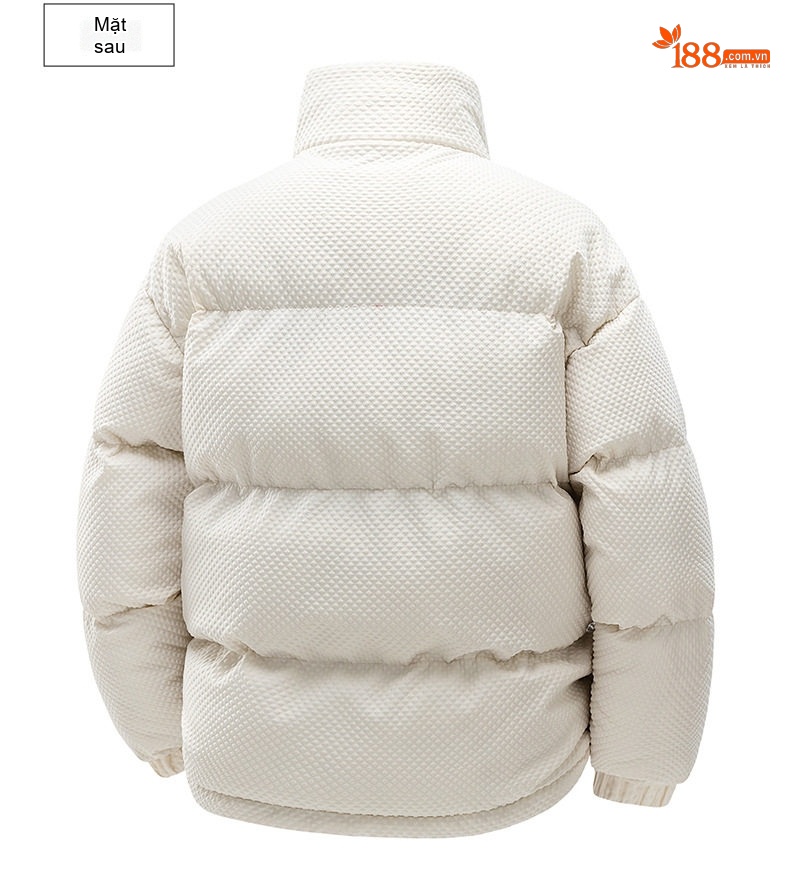 Áo Khoác Phao Cotton Lót Lông Cổ Trụ Unisex Dáng Rộng Giữ Ấm Màu Trắng, Xanh Dương, Hồng, Đen... chi tiết 15