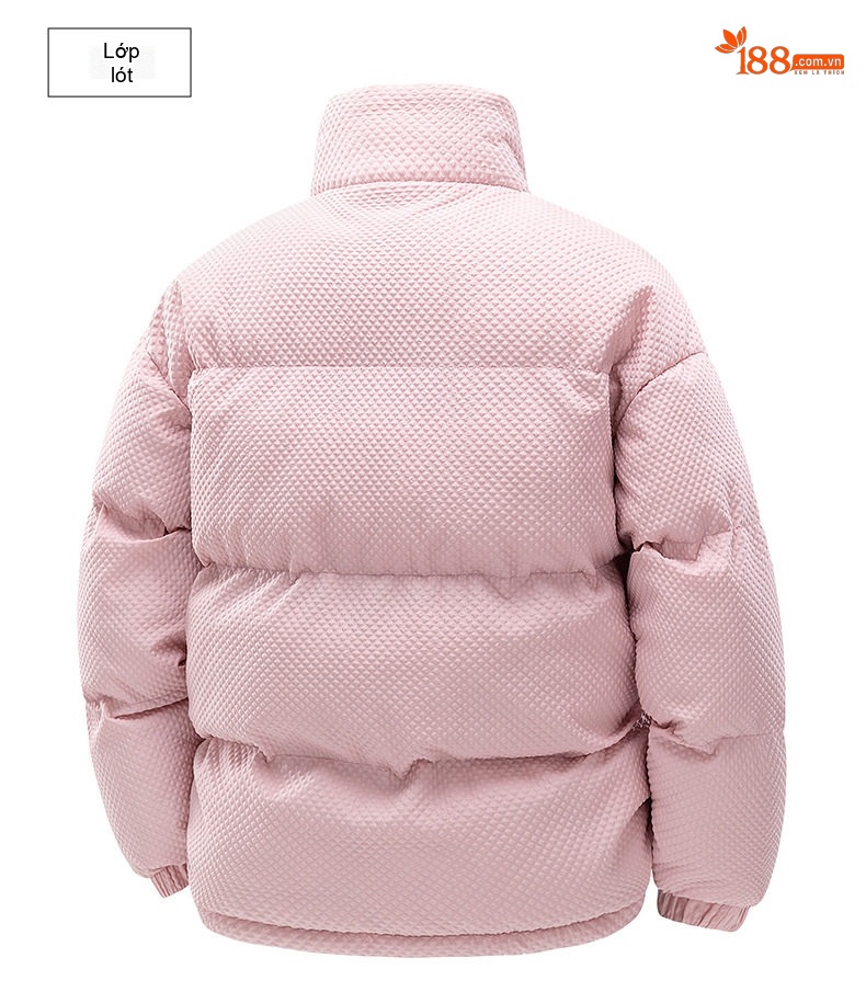 Áo Khoác Phao Cotton Lót Lông Cổ Trụ Unisex Dáng Rộng Giữ Ấm Màu Trắng, Xanh Dương, Hồng, Đen... chi tiết 17