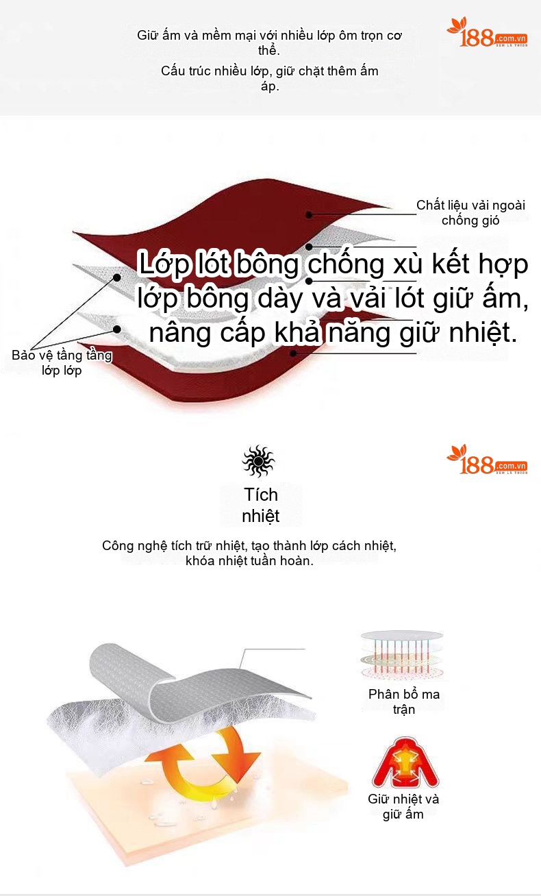 Áo Khoác Phao Cotton Lót Lông Cổ Trụ Unisex Dáng Rộng Giữ Ấm Màu Trắng, Xanh Dương, Hồng, Đen... chi tiết 6