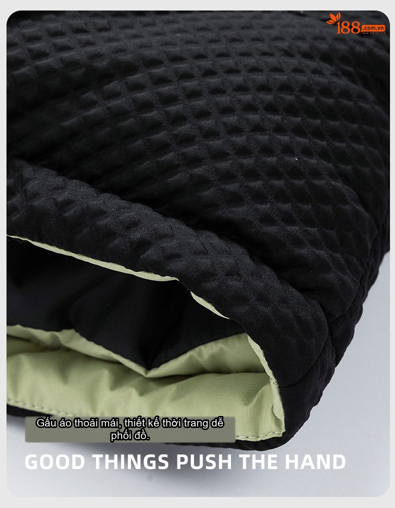 Áo Khoác Phao Cotton Lót Lông Cổ Trụ Unisex Dáng Rộng Giữ Ấm Màu Trắng, Xanh Dương, Hồng, Đen... chi tiết 10