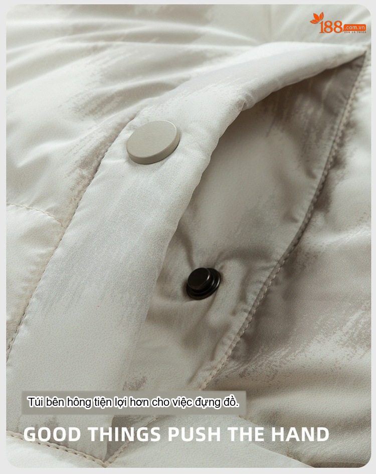 Áo Khoác Phao Cotton Nam Nữ Mẫu Dáng Rộng Mùa Đông Chống Gió Giữ Ấm Dày Dặn Màu Đen, Trắng chi tiết 9