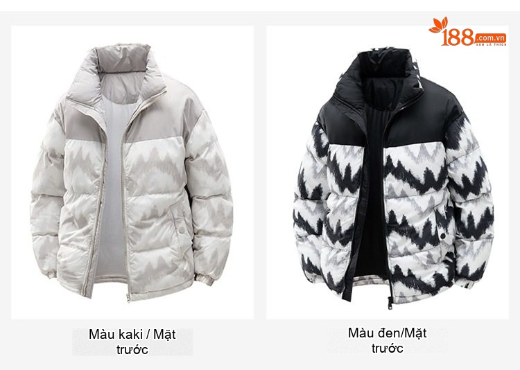 Áo Khoác Phao Cotton Nam Nữ Mẫu Dáng Rộng Mùa Đông Chống Gió Giữ Ấm Dày Dặn Màu Đen, Trắng chi tiết 13