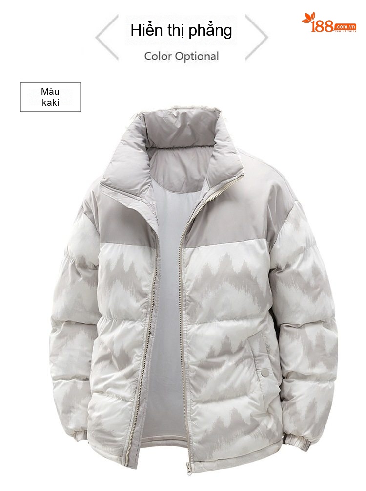 Áo Khoác Phao Cotton Nam Nữ Mẫu Dáng Rộng Mùa Đông Chống Gió Giữ Ấm Dày Dặn Màu Đen, Trắng chi tiết 14