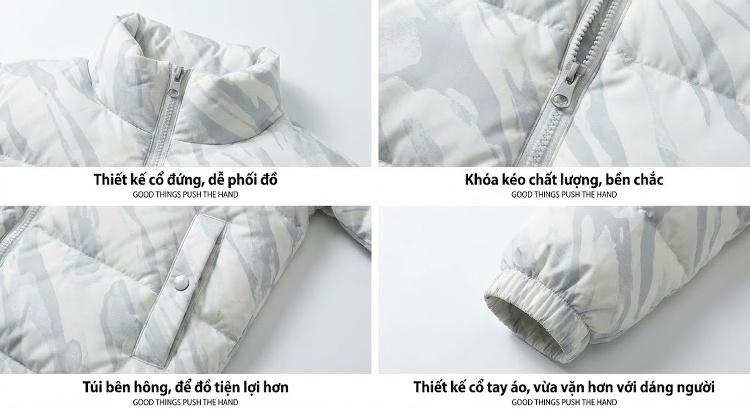 Áo Khoác Phao Cotton Nam Nữ Mẫu Dáng Rộng Mùa Đông Chống Gió Giữ Ấm Dày Dặn Màu Đen, Trắng