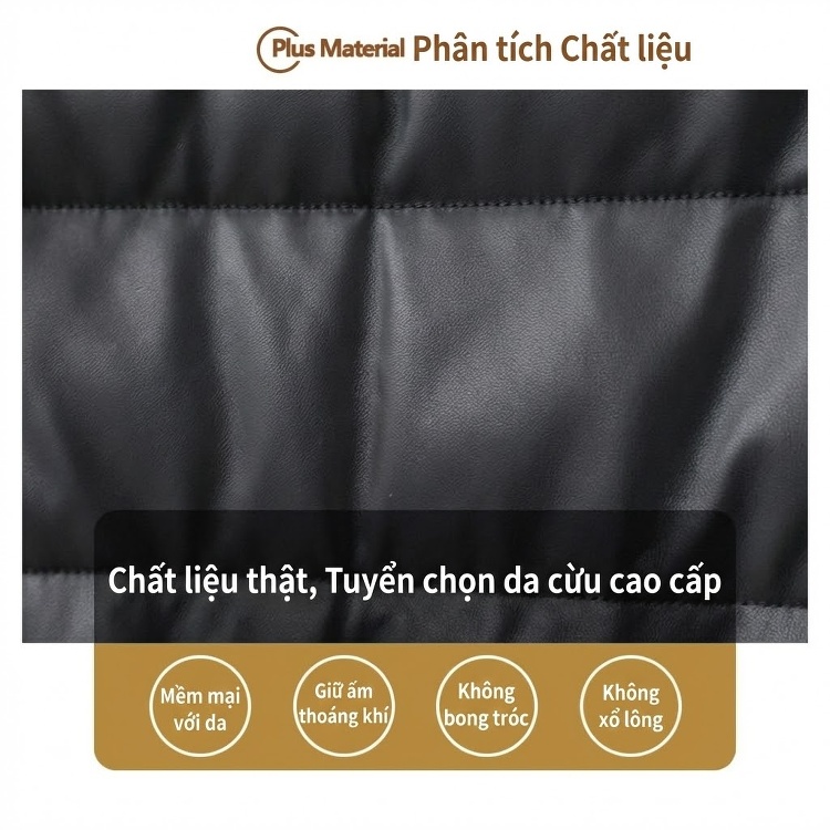 Áo Khoác Phao Da Cừu Dáng Dài Cổ Lông Cáo Phong Cách Quốc Phong Màu Đen chi tiết 2