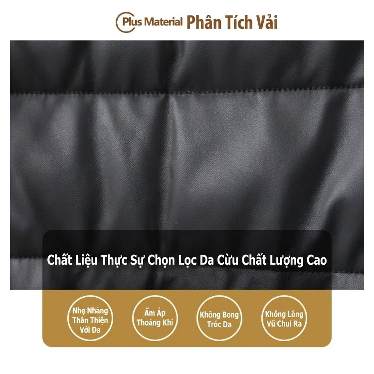 Áo Khoác Phao Da Cừu Dáng Dài Cổ Lông Thú Phong Cách Cổ Điển Màu Đen chi tiết 2