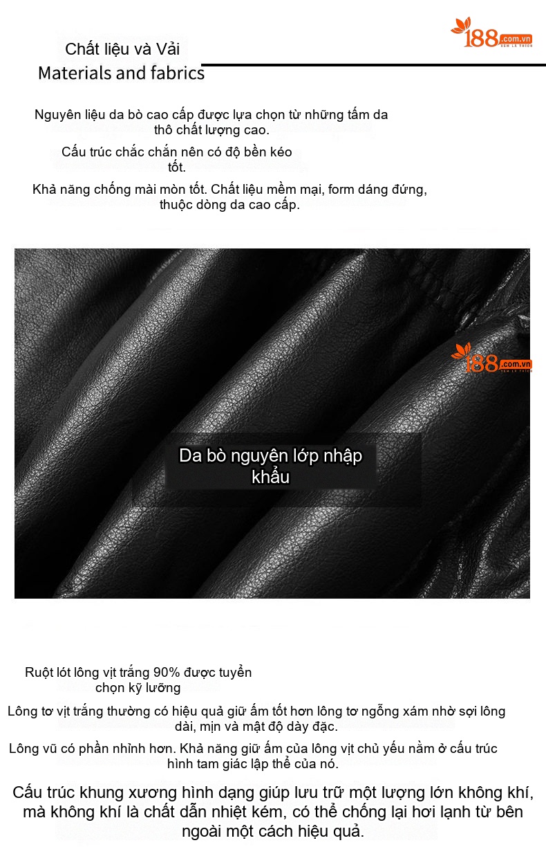 Áo Khoác Phao Da Thật Dáng Dài Có Mũ Trùm Đầu Màu Đen chi tiết 2
