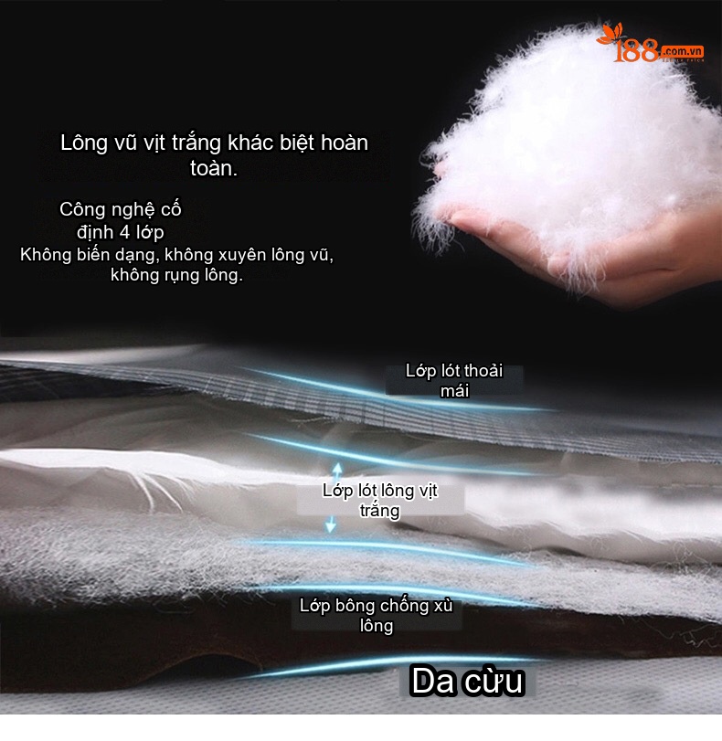 Áo Khoác Phao Da Thật Dáng Dài Nữ Lông Cổ Áo Lông Thú Màu Đen chi tiết 6