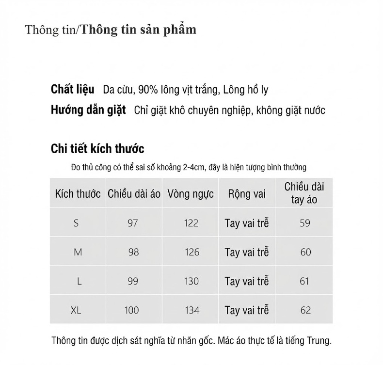 Áo Khoác Phao Dáng Dài Nữ Da Cừu Cổ Lông Cáo Màu Đen, Be chi tiết 7