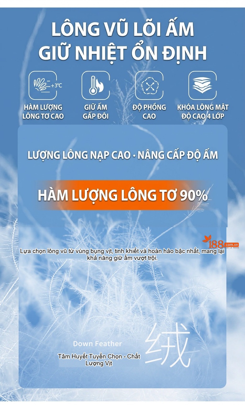 Áo khoác phao lông vũ dáng rộng mũ trùm đầu chống gió cho cặp đôi chi tiết 4