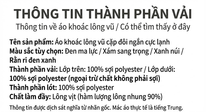Áo Khoác Phao Lông Vũ Dày Dặn Giữ Ấm Cực Độ Phong Cách Hàn Quốc Màu Đen, Xám, Xanh Olive chi tiết 13