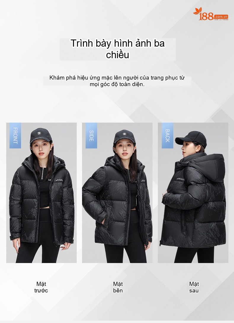Áo Khoác Phao Lông Vũ Dày Dặn Giữ Ấm Cực Độ Phong Cách Hàn Quốc Màu Đen, Xám, Xanh Olive chi tiết 8