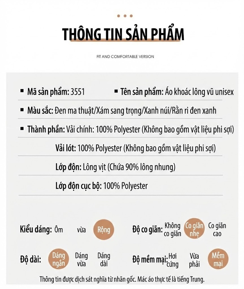 Áo Khoác Phao Lông Vũ Nam Nữ Dáng Rộng Mũ Trùm Đầu Có Thể Tháo Rời Màu Đen, Xanh Olive chi tiết 14