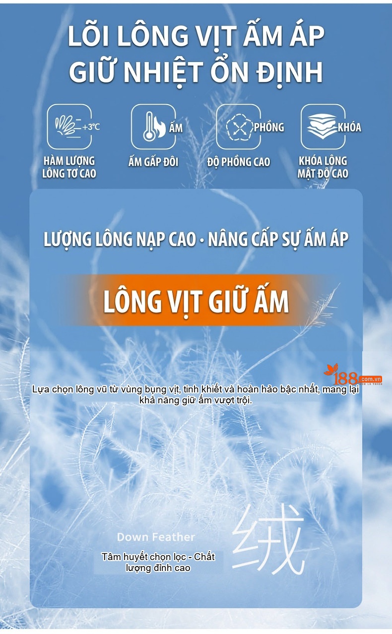 Áo Khoác Phao Lông Vũ Nam Trung Niên Chất Liệu Vải Sữa Tơ Có Thể Tháo Rời Màu Xanh Navy chi tiết 5