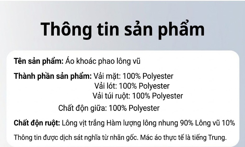 Áo Khoác Phao Lông Vũ Nam Trung Niên Cổ Bẻ Kiểu Dáng Áo Vest Dáng Dài Màu Xanh Navy chi tiết 11