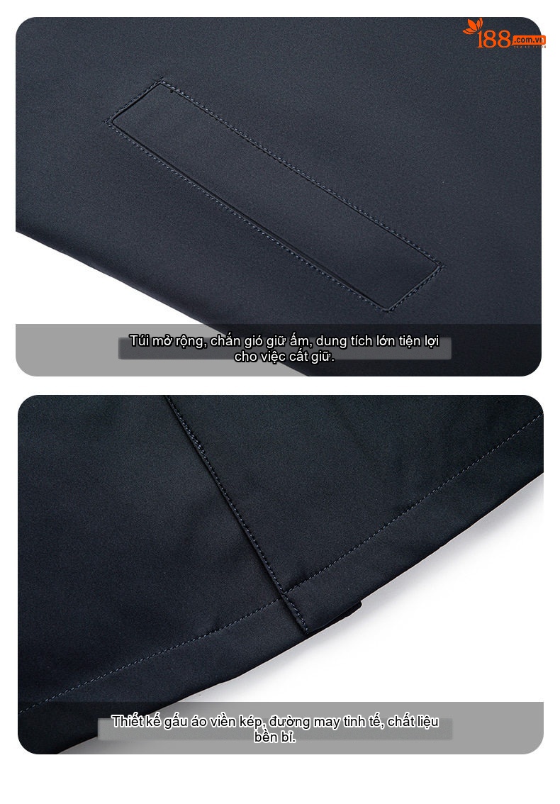 Áo Khoác Phao Lông Vũ Nam Trung Niên Cổ Bẻ Kiểu Dáng Áo Vest Dáng Dài Màu Xanh Navy chi tiết 19