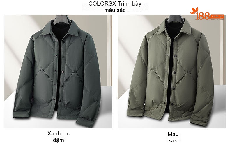 Áo Khoác Phao Nam 90% Lông Vịt Cổ Bẻ Dáng Công Sở Giữ Ấm Màu Đen, Xanh chi tiết 3