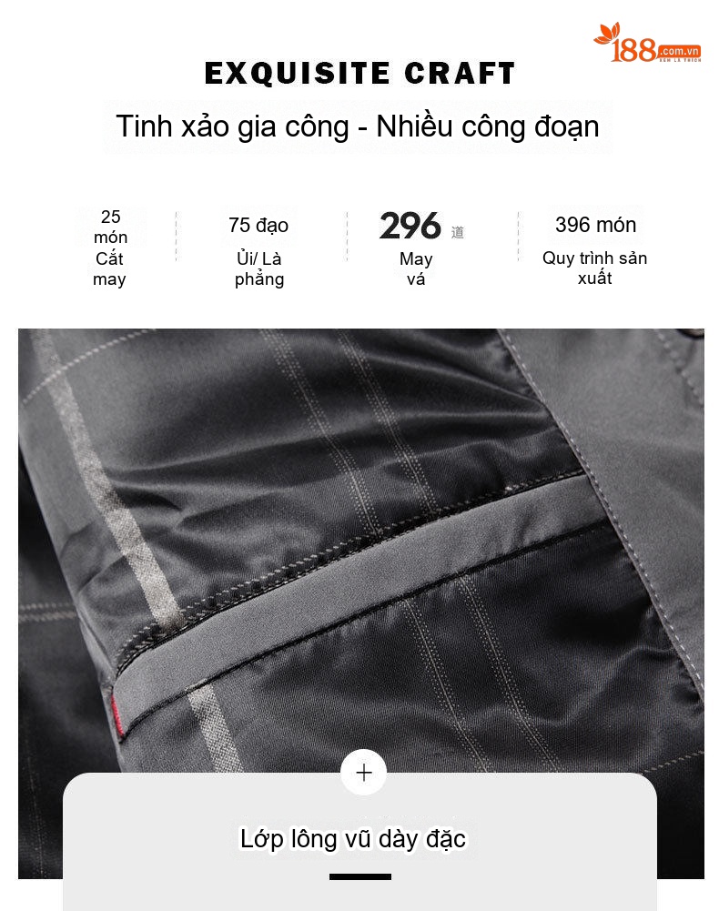 Áo Khoác Phao Nam 90% Lông Vịt Trắng Dáng Sơ Mi Mỏng Nhẹ Giữ Ấm Màu Xám, Xanh Navy chi tiết 6