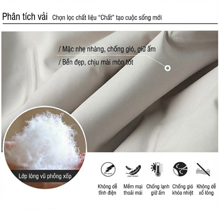 Áo Khoác Phao Nam Cổ Bóng Chày Dày Dặn Giữ Ấm Lông Vũ Trắng Màu Đỏ, Trắng, Xám, Đen... chi tiết 7