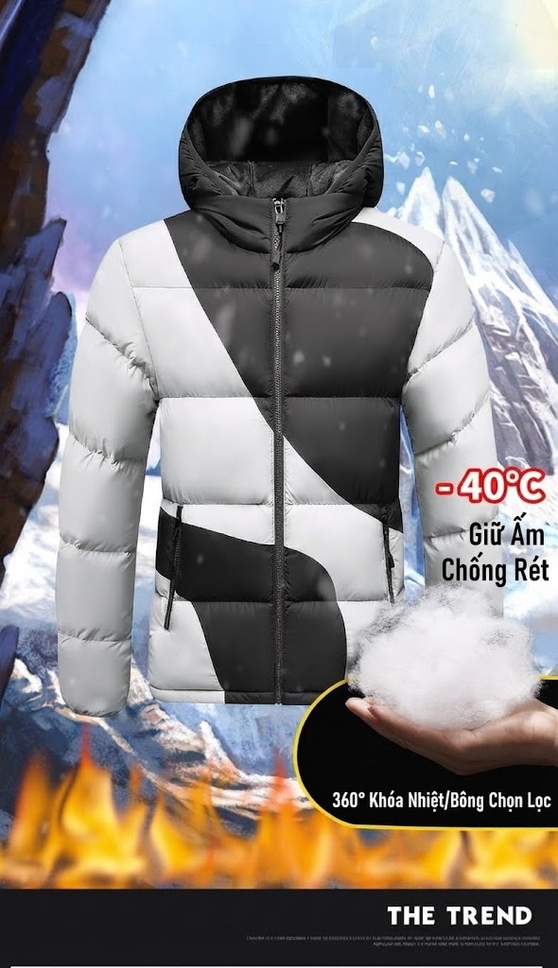 Áo Khoác Phao Nam Cotton Dáng Ngắn Graphene Chống Gió Màu Xanh Navy, Xám, Đen, Be... chi tiết 1