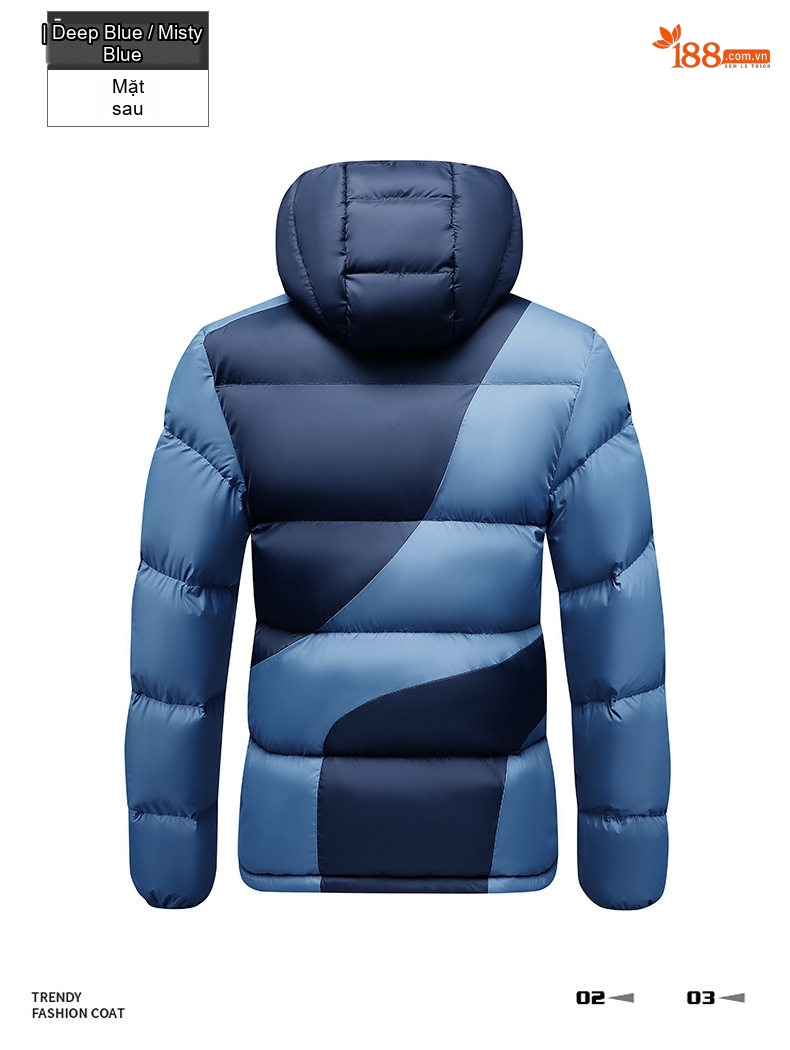 Áo Khoác Phao Nam Cotton Dáng Ngắn Graphene Chống Gió Màu Xanh Navy, Xám, Đen, Be... chi tiết 9