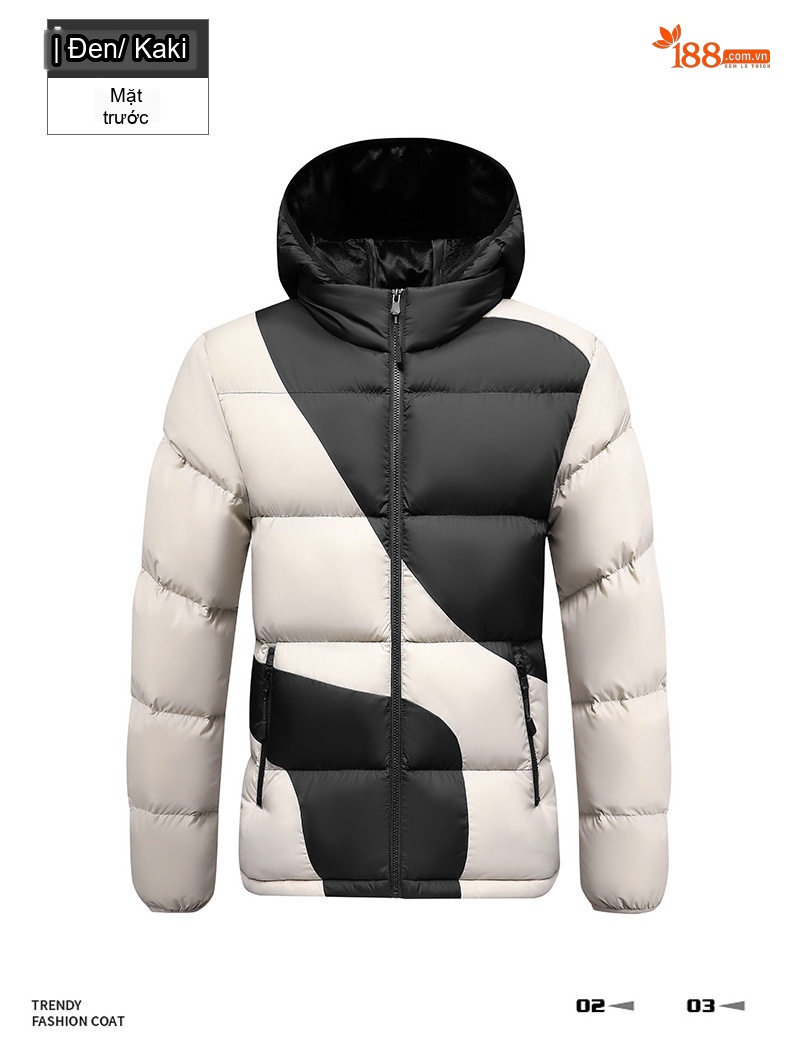 Áo Khoác Phao Nam Cotton Dáng Ngắn Graphene Chống Gió Màu Xanh Navy, Xám, Đen, Be... chi tiết 11