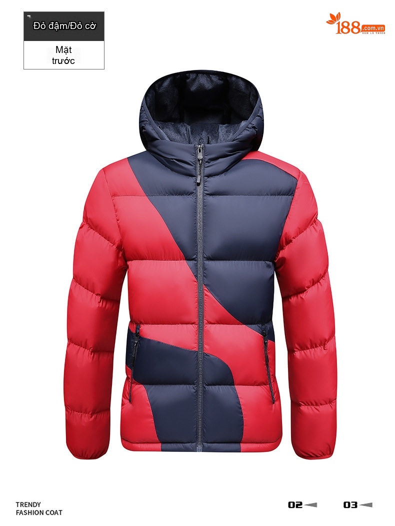 Áo Khoác Phao Nam Cotton Dáng Ngắn Graphene Chống Gió Màu Xanh Navy, Xám, Đen, Be... chi tiết 13