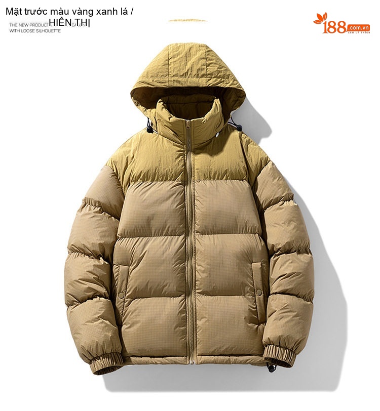 Áo Khoác Phao Nam Cotton Dày Dặn Có Mũ Trùm Đầu Phong Cách Casual Màu Be, Đen chi tiết 6