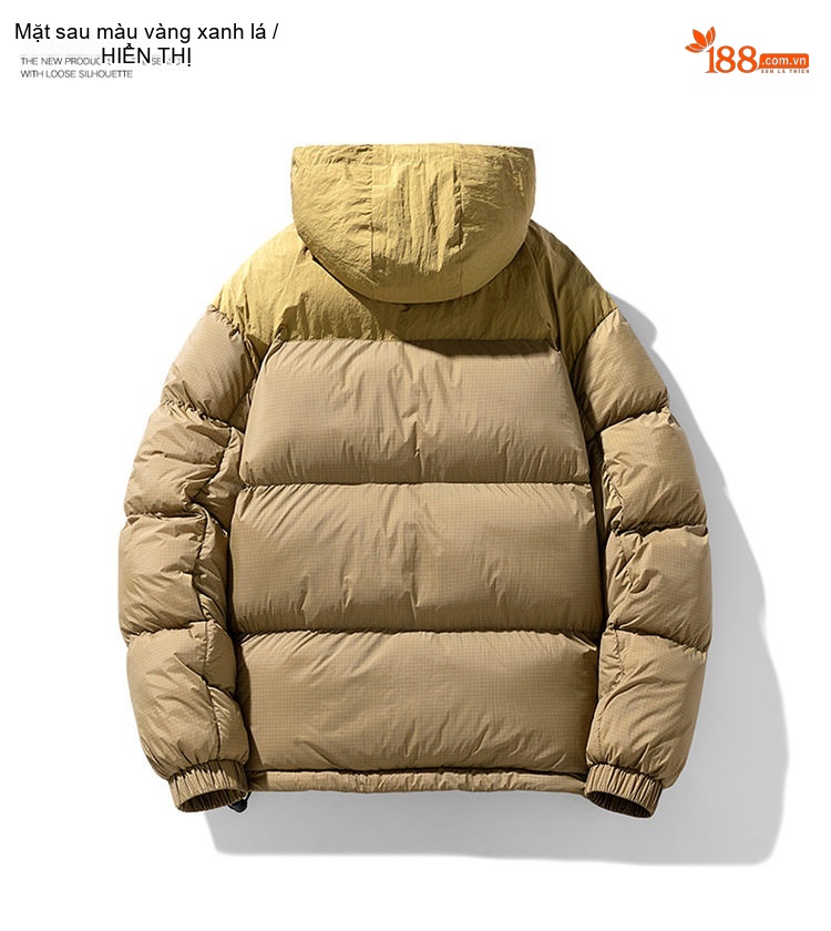 Áo Khoác Phao Nam Cotton Dày Dặn Có Mũ Trùm Đầu Phong Cách Casual Màu Be, Đen chi tiết 8