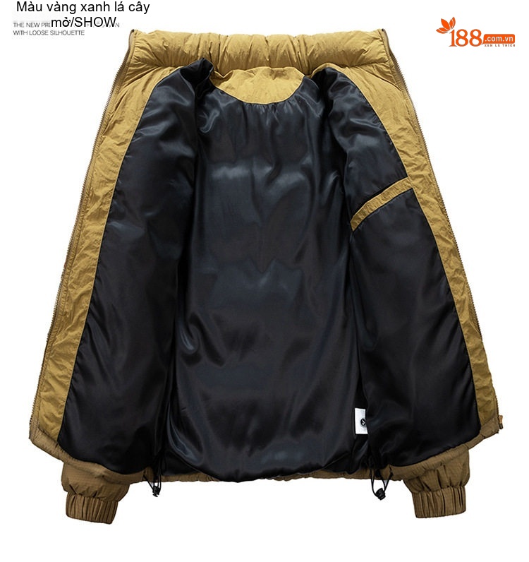 Áo Khoác Phao Nam Cotton Dày Dặn Có Mũ Trùm Đầu Phong Cách Casual Màu Be, Đen chi tiết 11